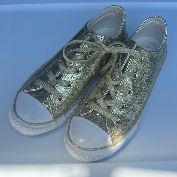 Gold Glitter Kids Sneakers - Picture 1 of 4
